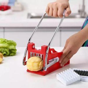 Stainless Steel French Fry Cutter Machine - Manual Potato Chips Maker with 2 Blades | Vegetable & Fruit Slicer for Kitchen | COD Pakistan