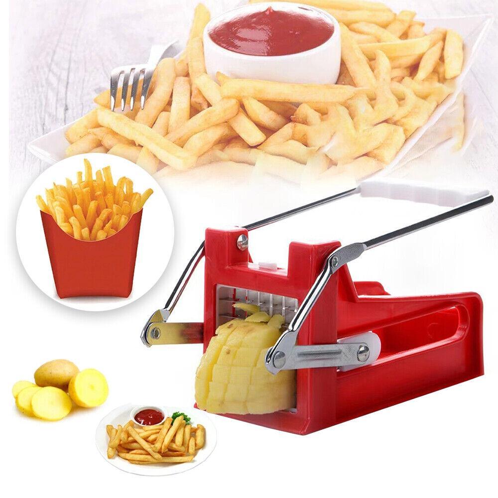 Stainless Steel French Fry Cutter Machine - Manual Potato Chips Maker with 2 Blades | Vegetable & Fruit Slicer for Kitchen | COD Pakistan