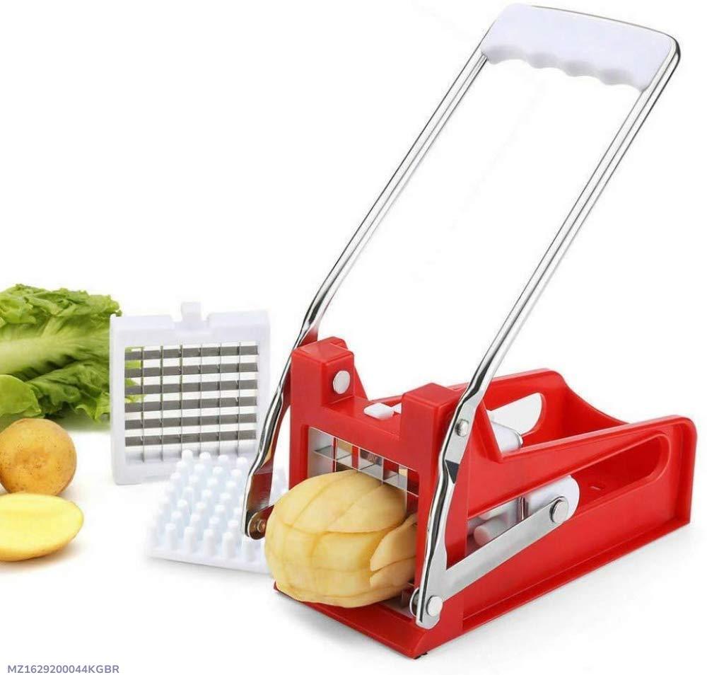 Stainless Steel French Fry Cutter Machine - Manual Potato Chips Maker with 2 Blades | Vegetable & Fruit Slicer for Kitchen | COD Pakistan
